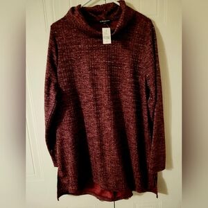 NWT Lane Bryant Women's Burgundy Cowl Neck Tunic Sweater Size 18/20